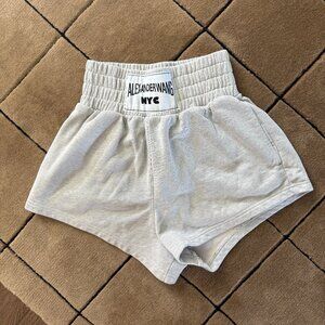 Alexander Wang Shorts Terry‎ Cloth Boxing Pull On Sweat Heather Marled Gray Logo
